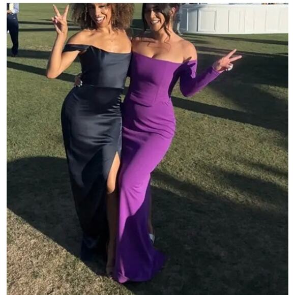 Solace London Purple Column Gown Size 2 Off Shoulder Slimming Formal Corset $575 - Picture 6 of 15